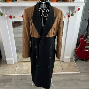 Vintage 80s Women’s Kasper Pea Coat Black Brown Sz 10